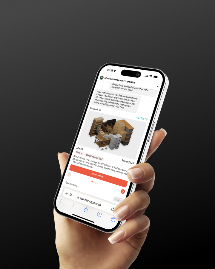 Hand holding a phone with Swivl app